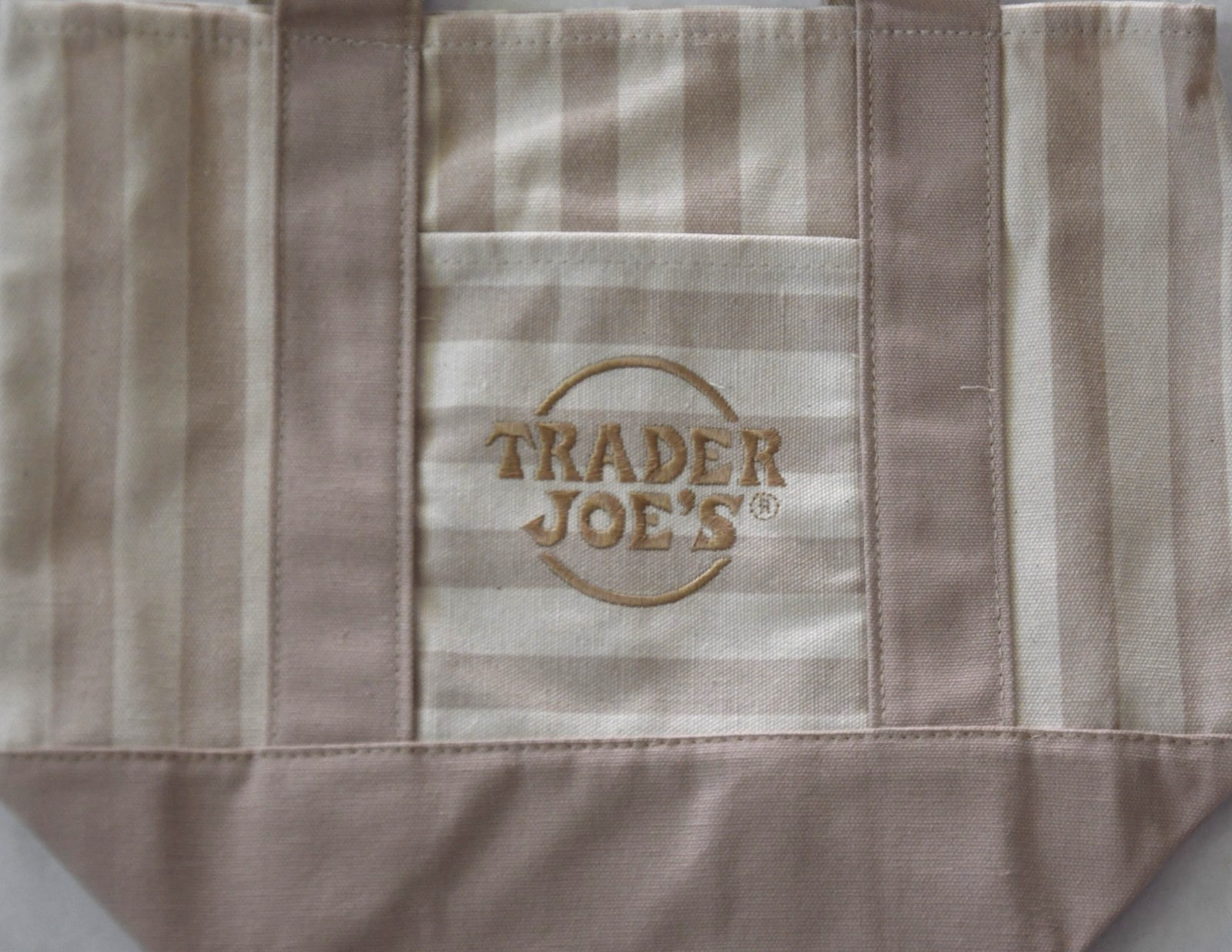 NWT Trader Joe’s Striped Mini Pastel Tote Bags 4 PC Pink Blue Green Tan