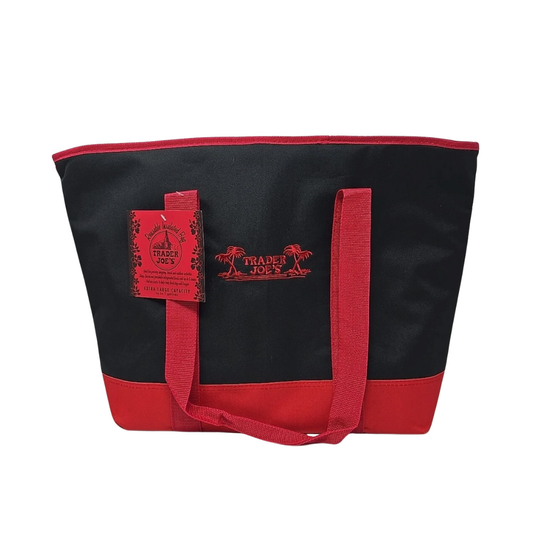 2-Pack Trader Joe’s Insulated Cooler Tote Bags Red Black Grocery Beach Picnic
