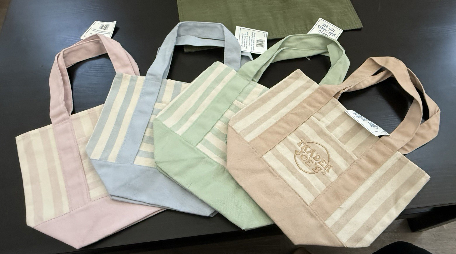 Trader Joe’s Striped Mini Canvas Tote Bag Multicolor 13x6x10 in New