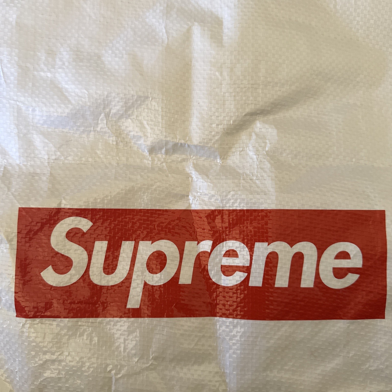 Original Supreme Box Red Logo Reusable Shopping Tote Bag Woven Plastic 18×20 New