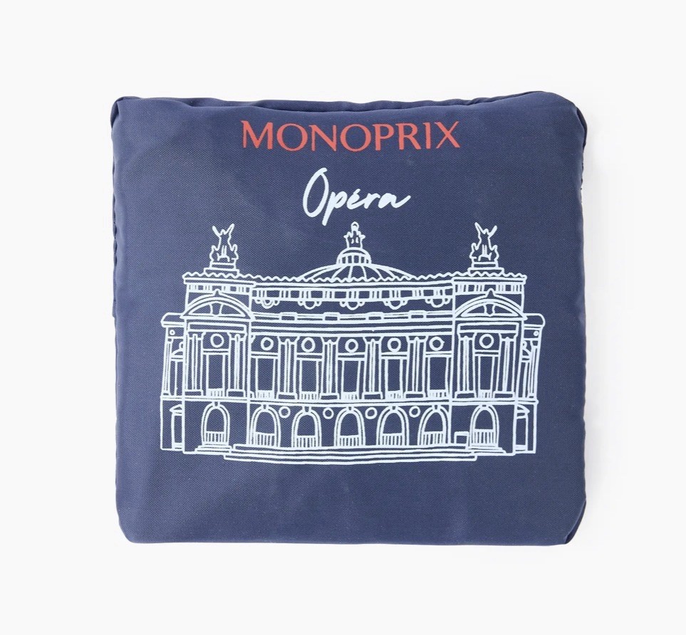 monoprix grocery shopping tote bag reusable france paris Garnier Opera 2026 New
