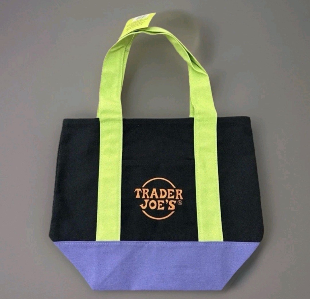 NEW Trader Joe’s Mini Canvas Tote Bag Multi Color Reusable Limited Edition Black