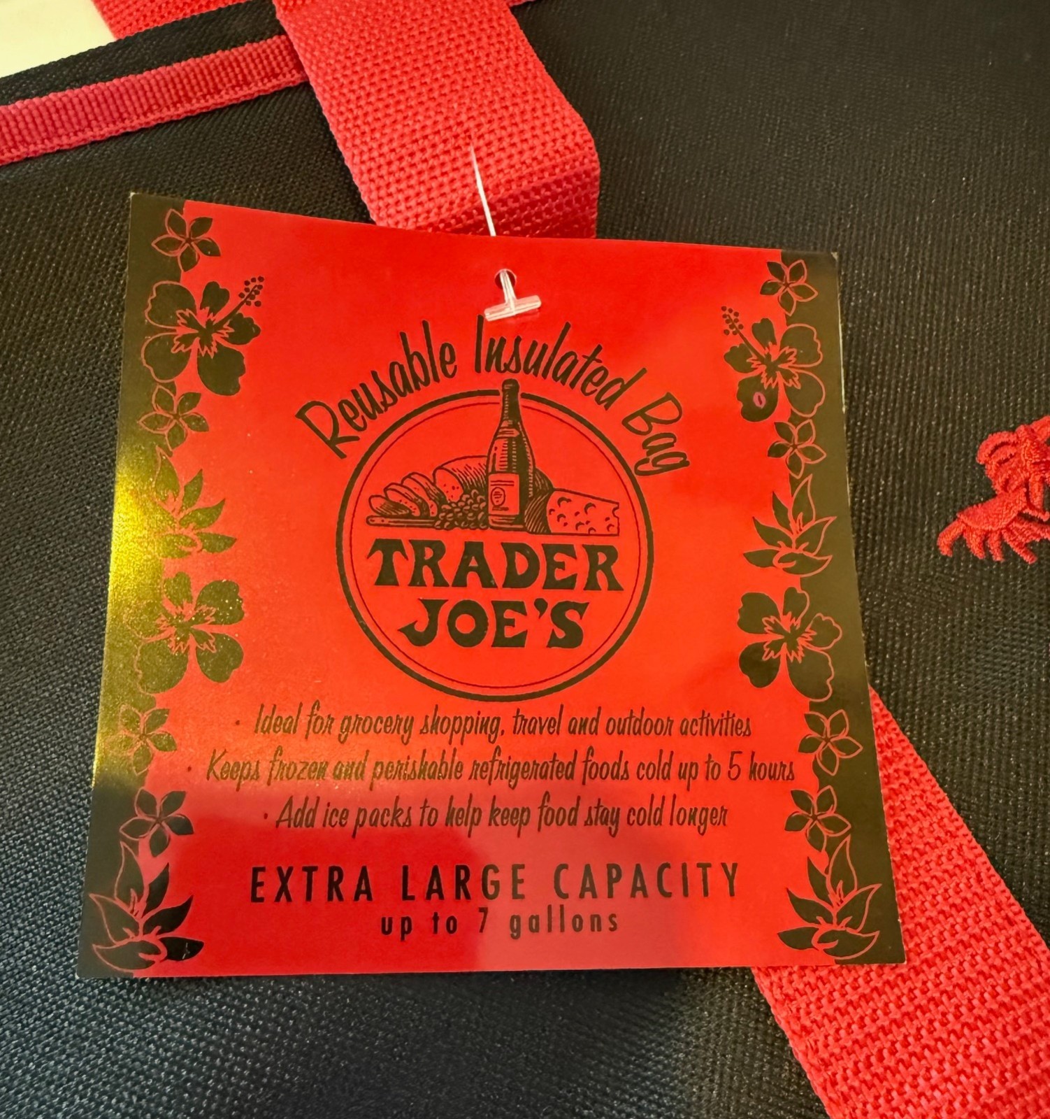 Trader Joe’s Black & Red Large Insulated Cooler Tote New With Tags!