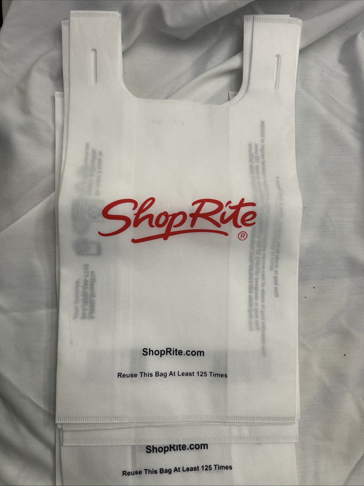 Lot of 7 ShopRite Farmers Market Reusable White/Red Shopping Bag