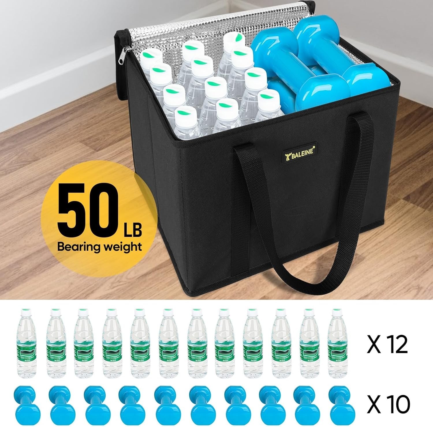 1Pk Insulated Reusable Grocery Bags, Foldable Shopping Bags for Groceries wit…
