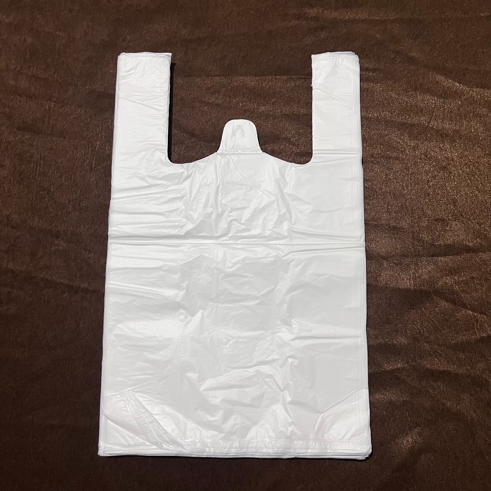 100Pcs Shopping Bag 10.5×16.5in Carry Out Retail Supermarket Grocery White Bag