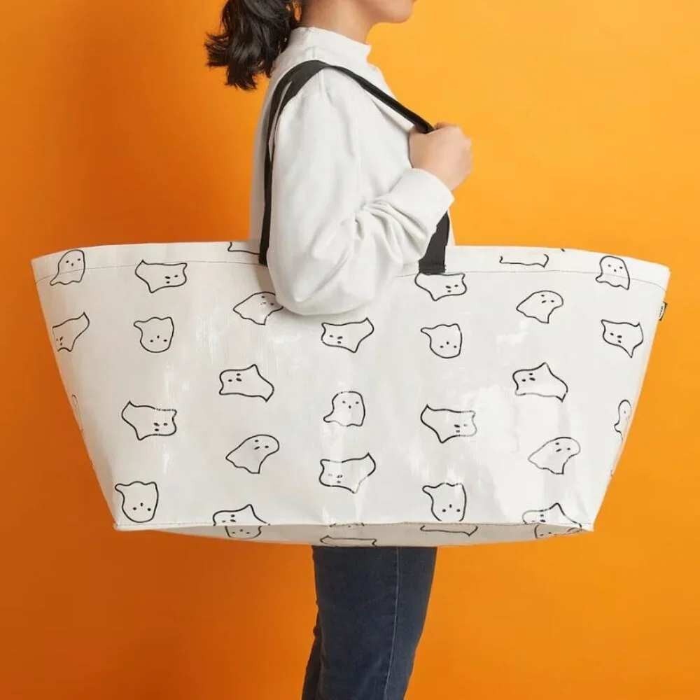 IKEA Ghost Halloween Print Shopping Bag KUSTFYR Large Unisex White 19 Gallon