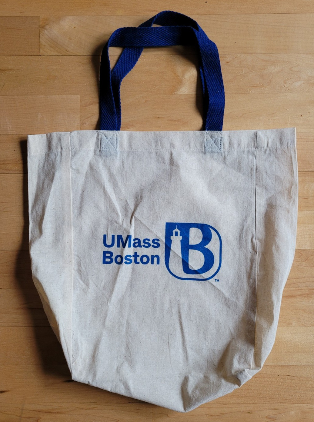 UMass Boston Knit Canvas White/Blue Tote Bag 13 X 13