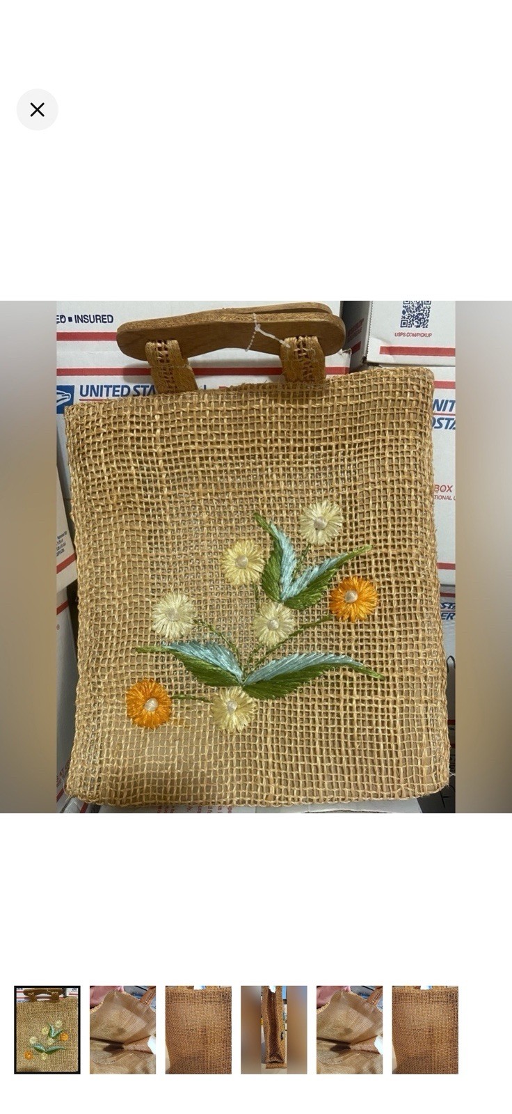 Vtg Market Reusable Shopping Burlap Sack Bag Stripe Pattern Bohemian Boho Retro