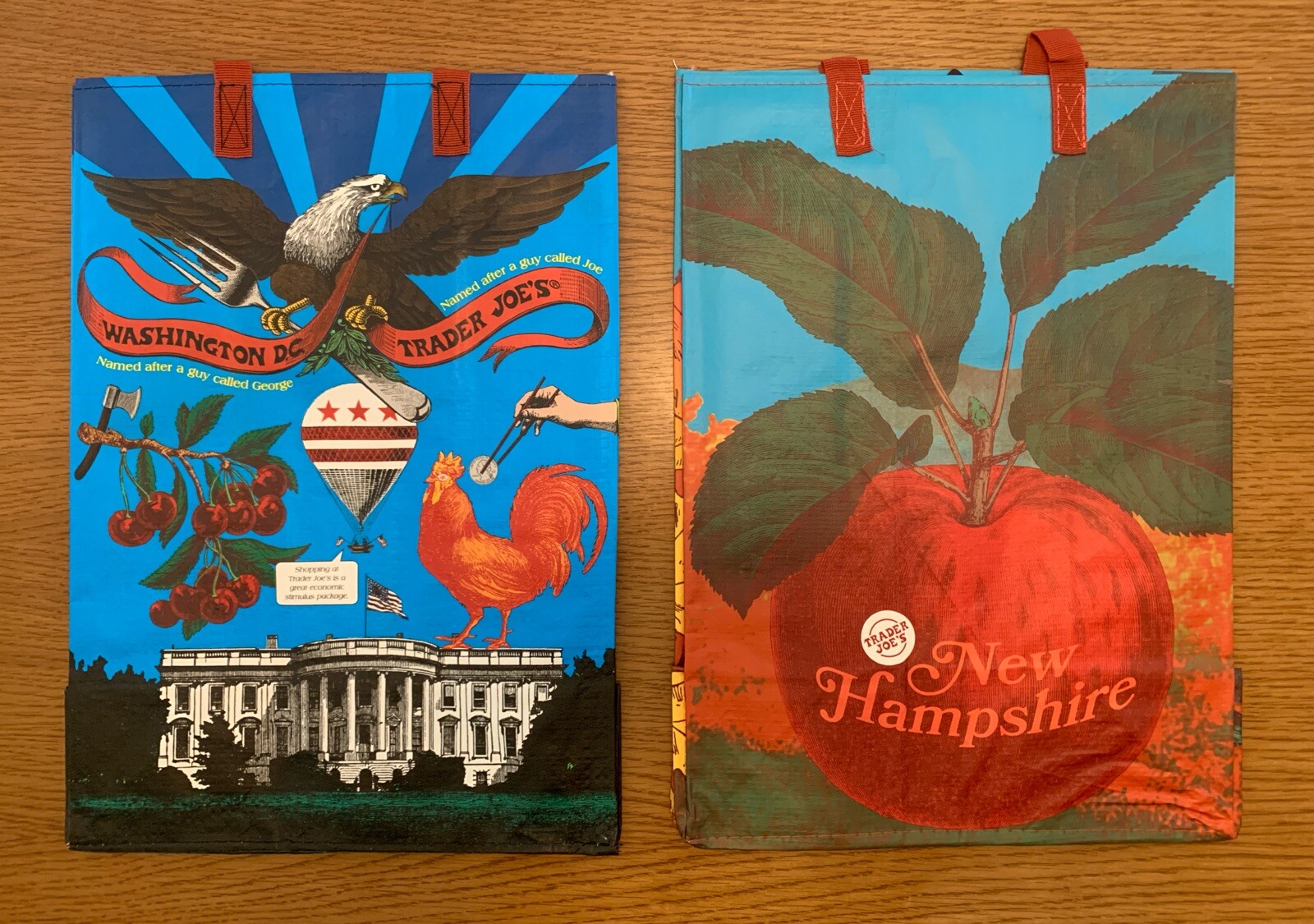 NWT Lot of 2 TRADER JOE’S Mystery Pack Shop Bags WASHINGTON DC and NEW HAMPSHIRE