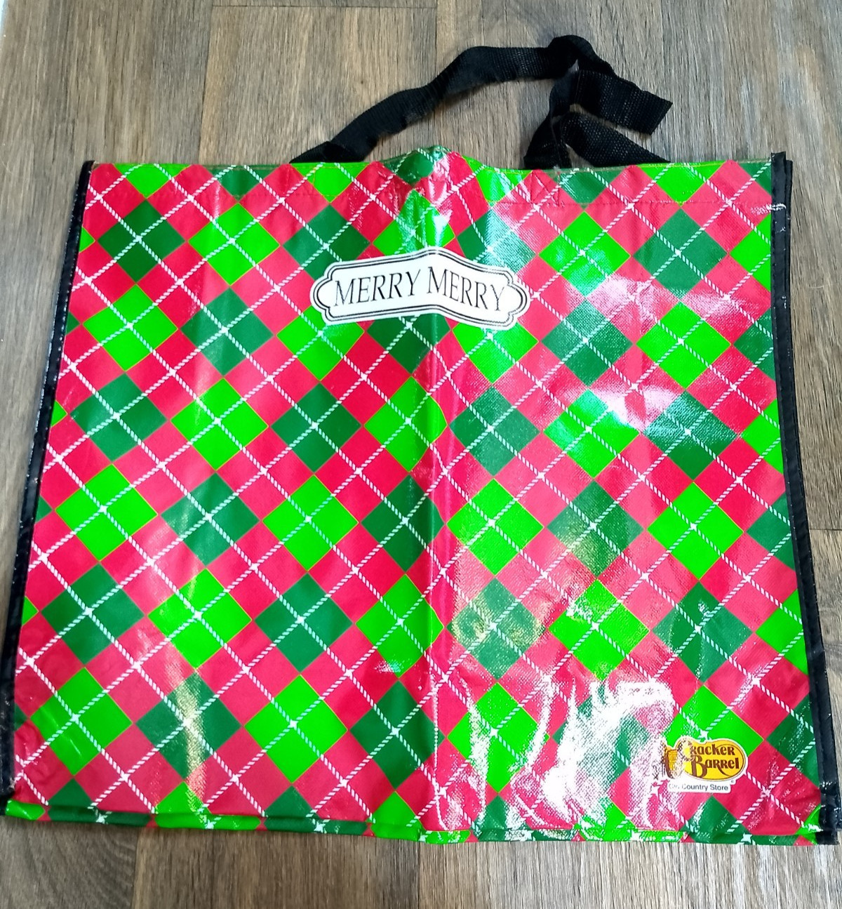 Cracker Barrel Merry Merry reuseable shopping bag 19x7x17 inches