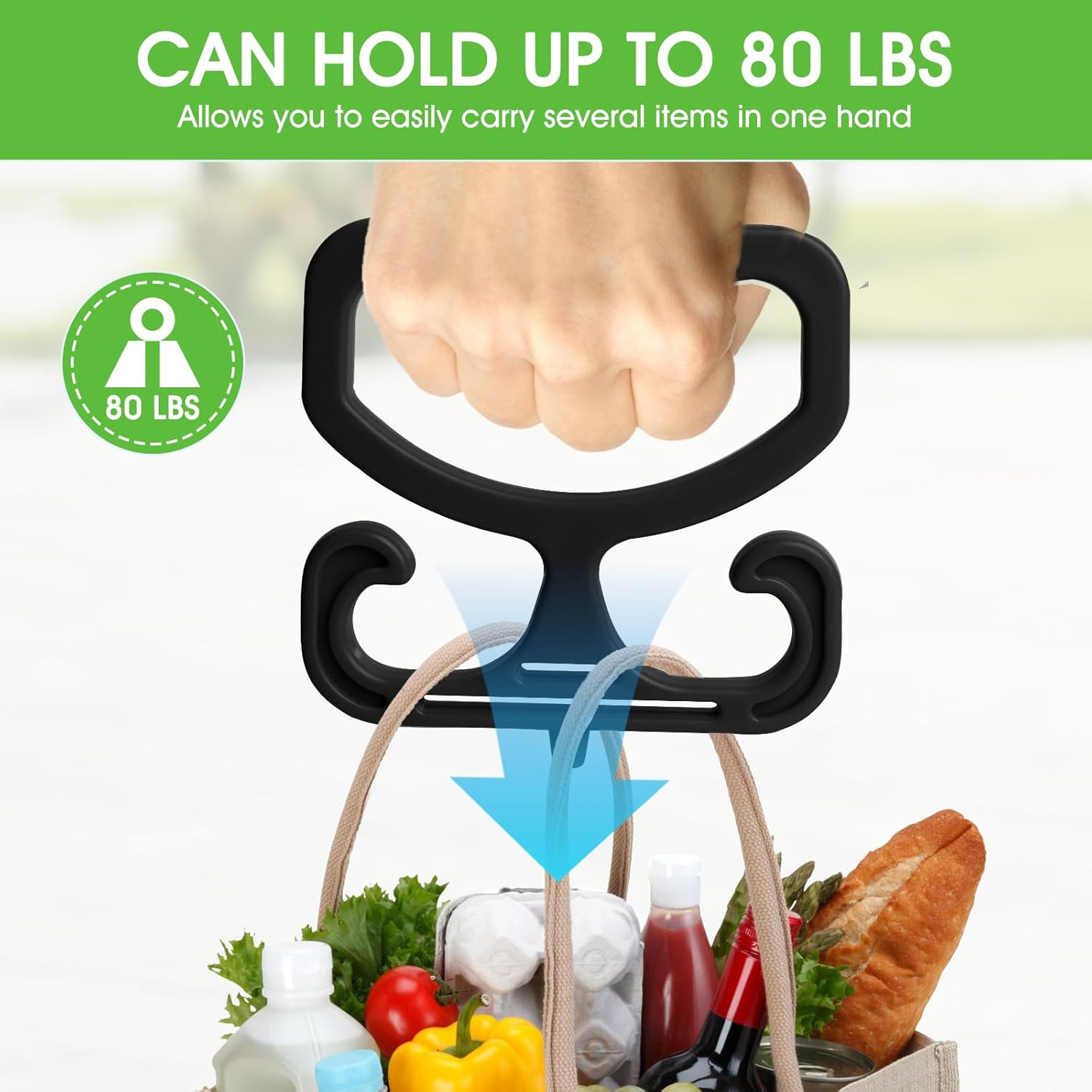 Grocery Bag Carrier, 2 Pack Grocery Bag Holder Each Holds up to 80Lbs, Durable