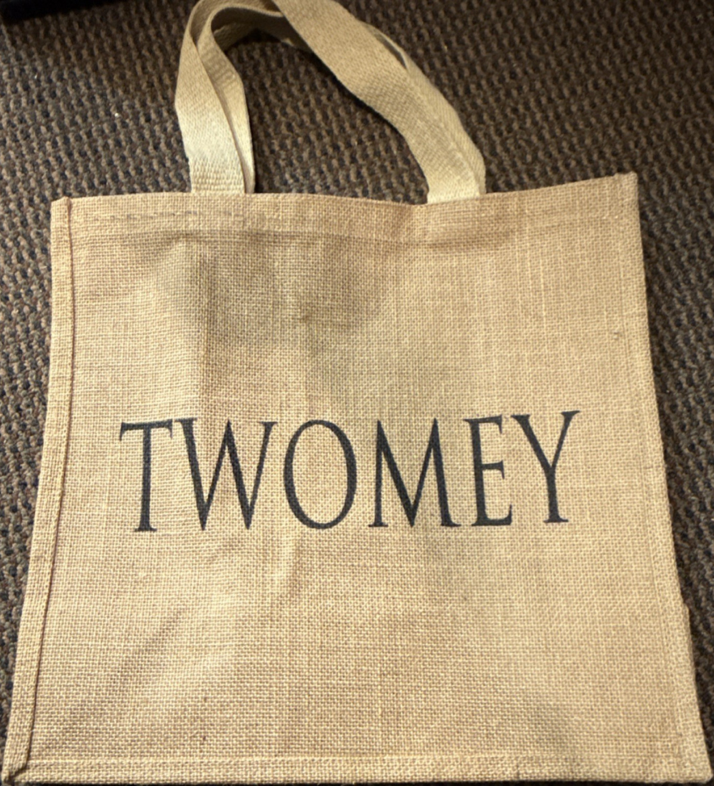 TWOMEY Jute Reusable Foldable Shopping Bag Beige Solid Plain