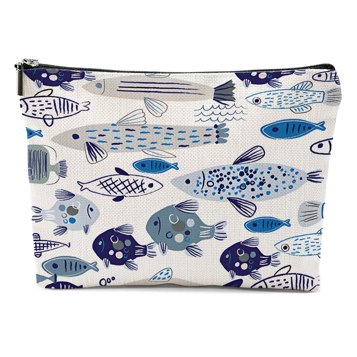 Watercolor Fish Makeup Bag, Sea Animals Cosmetic Bag Travel Multicolor 0124