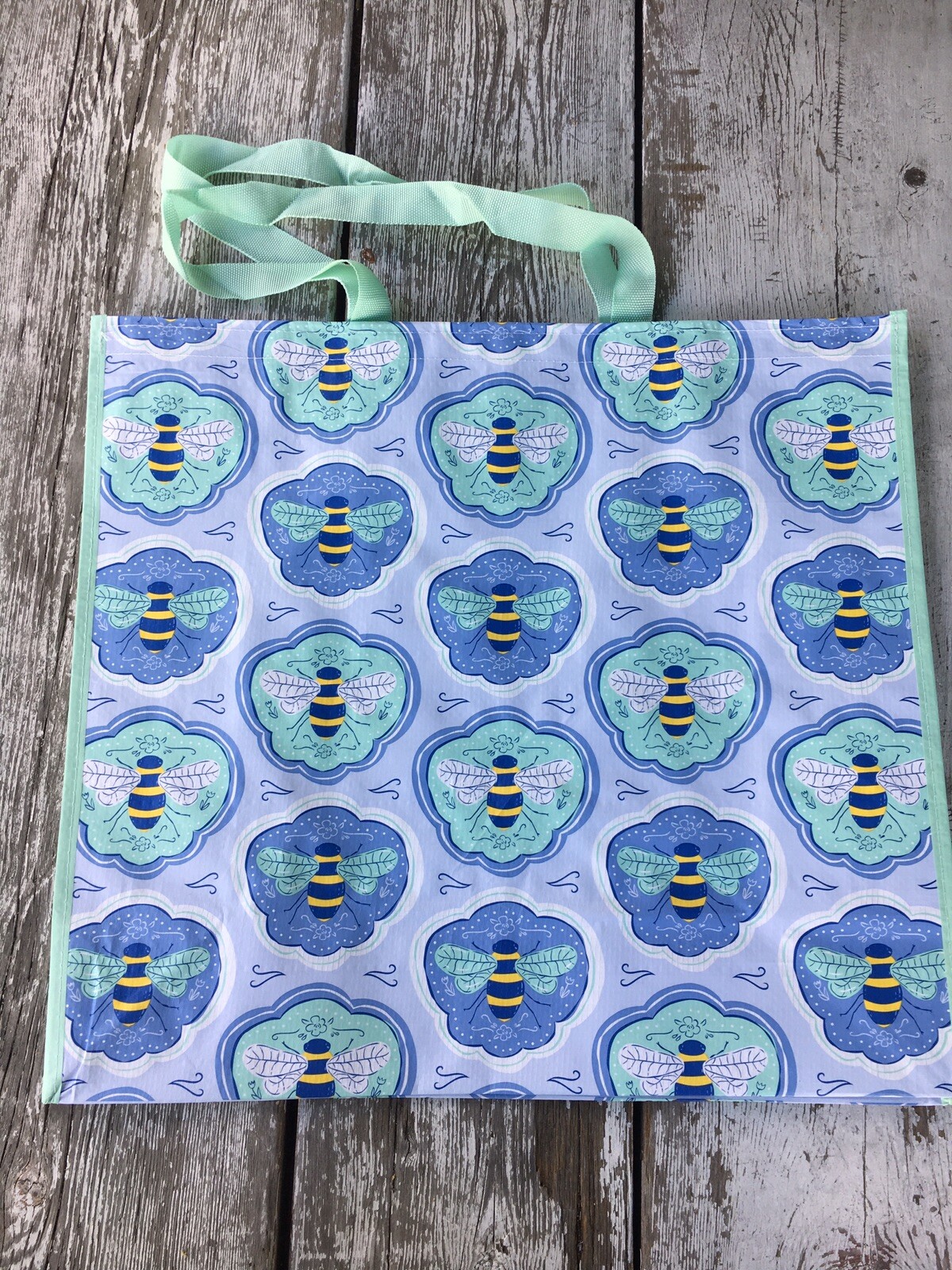 Bumble 🐝Bee Bees 🐝Blue Green Reusable Bag Tote Gift TJX 🐝New!