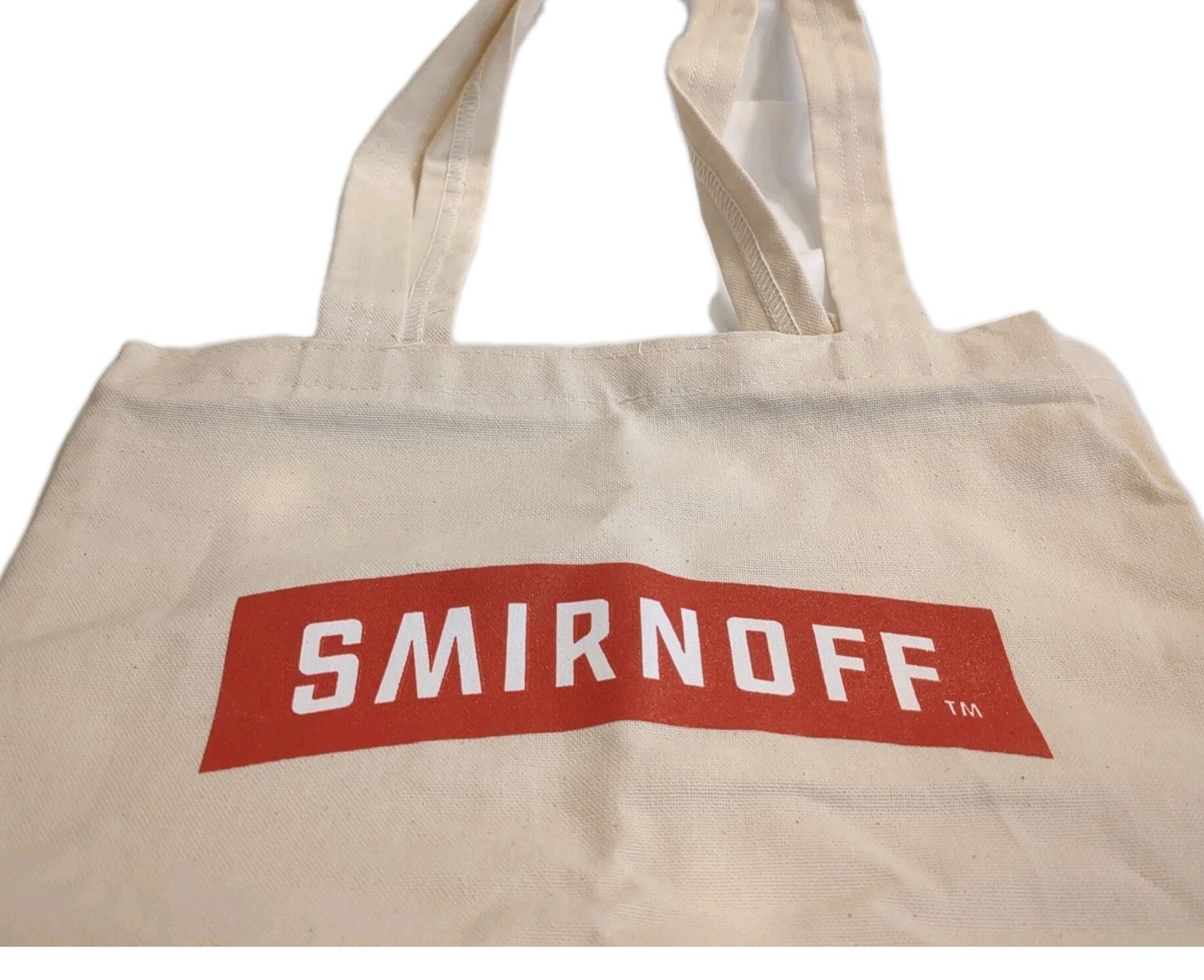 SMIRNOFF WHITE AND RED TOTE BAG 13 X 13 BRAND NEW M-WASH Bar Collectible