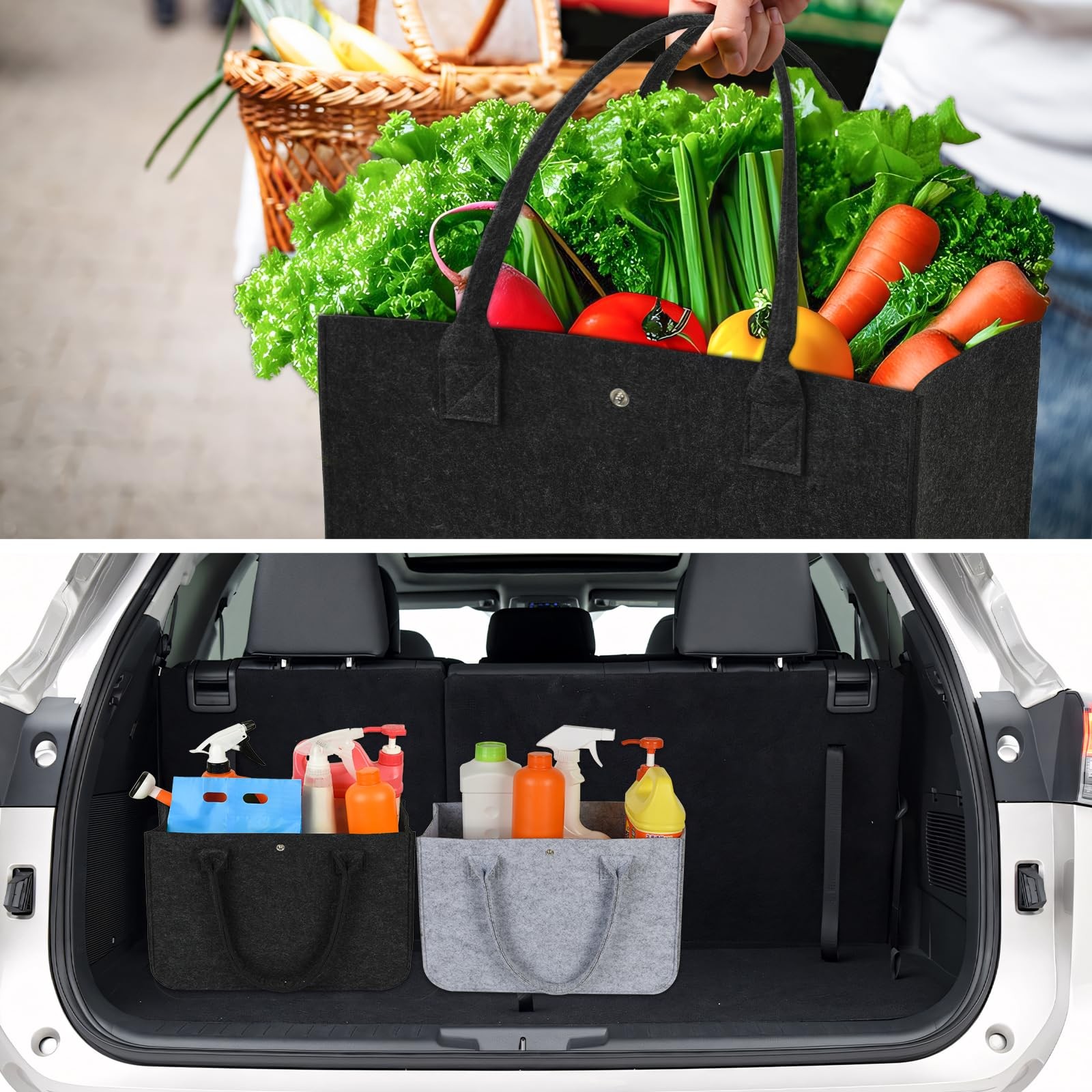 2pcs reusable felt tote bags, XXL size, foldable and versatile. Suitable for …