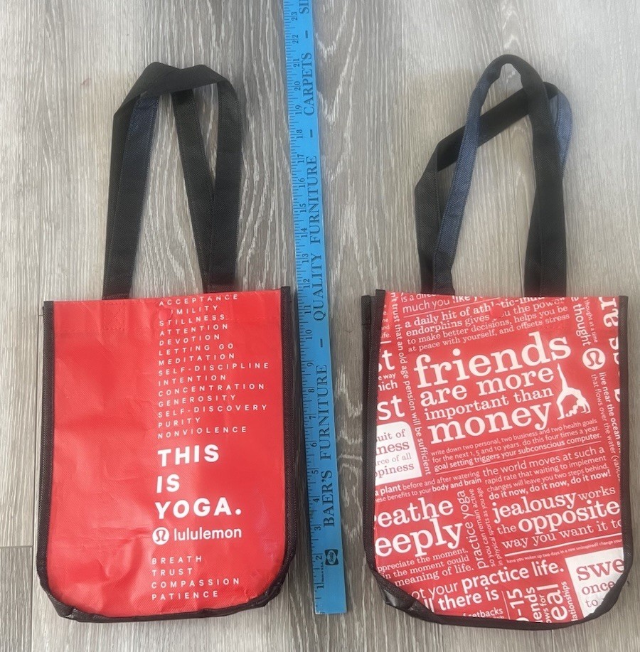 Lululemon Manifesto Small Reusable Shopping Tote Bag w/ Snap Closure Red Vintage