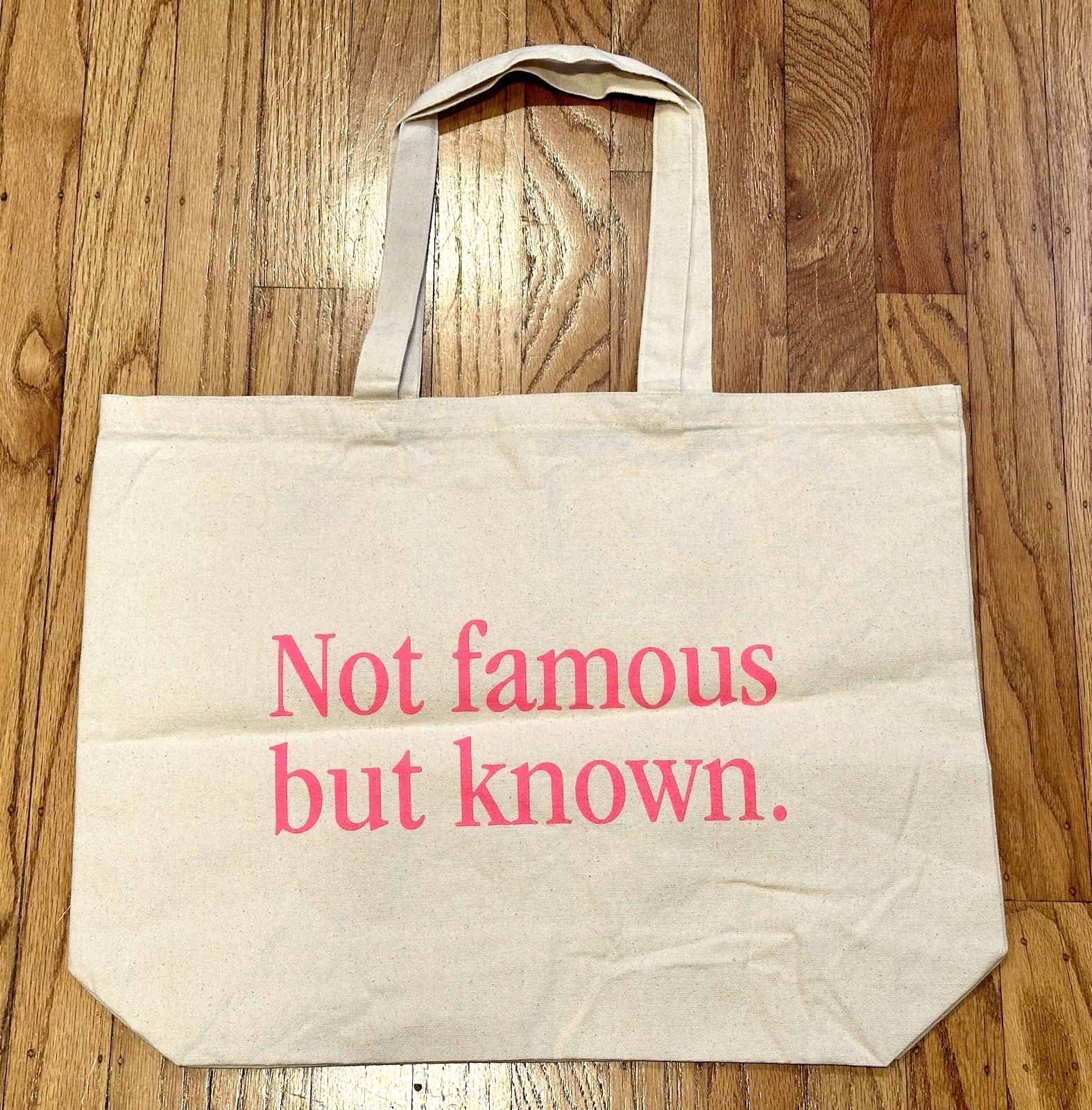 PopUp Bagels Canvas Tote Bag & Not Famous But Known Neon Pink Graphic Dbl. Sided