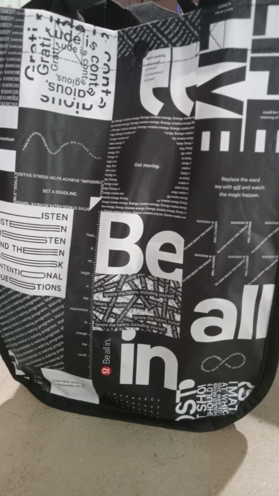 3 Bags Lululemon Shopper Be All In Manifesto Shopping Gym Lunch Bag Large Tote