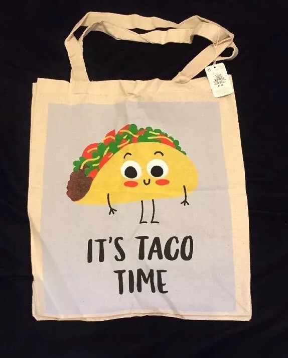 PRIMARK Taco Time Tote Bag Shopping Atmosphere Cheese Tomato Tortilla Emoji