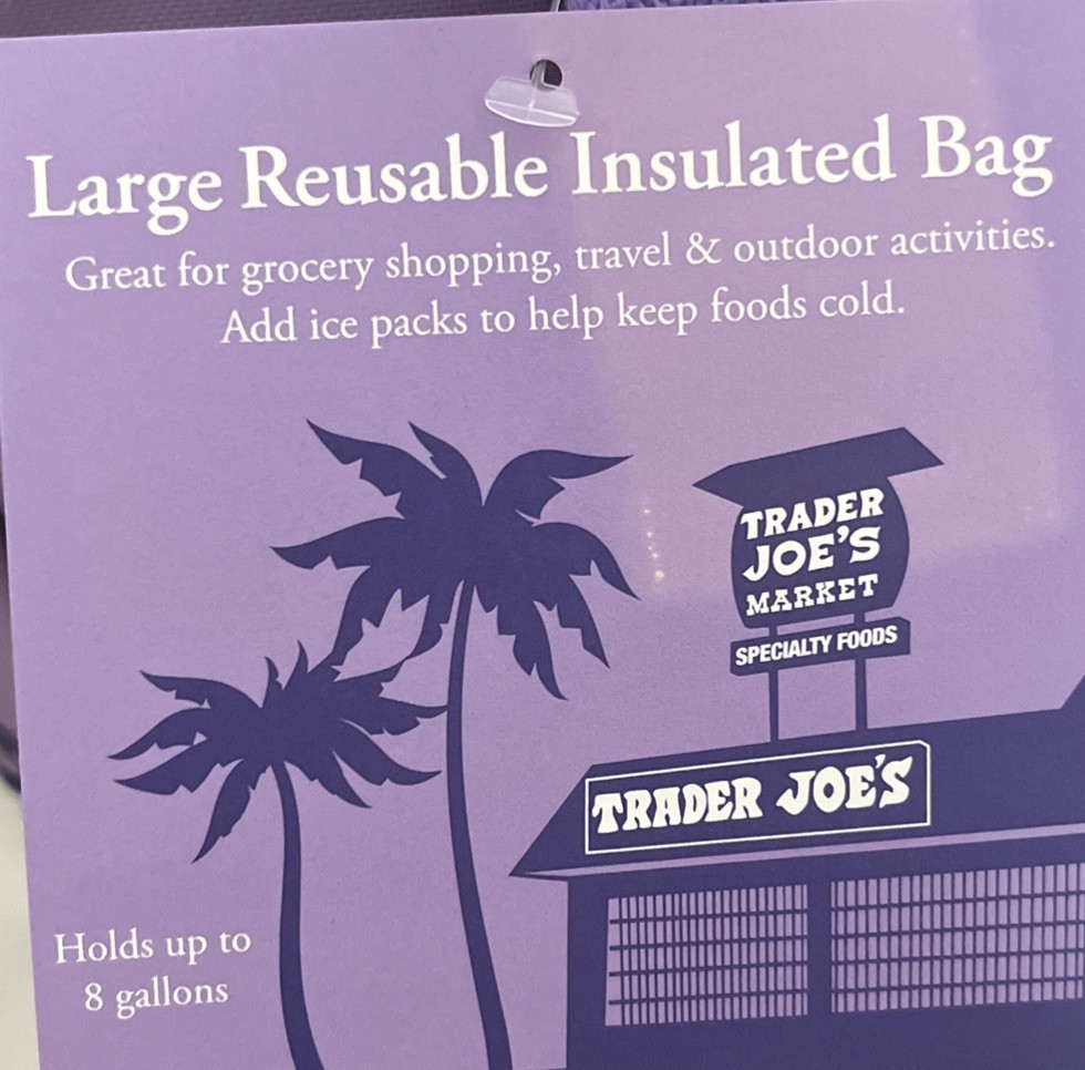 Trader Joe’s 8 Gallon Purple Reusable Bag Cooler Large Insulated Tote Lavender