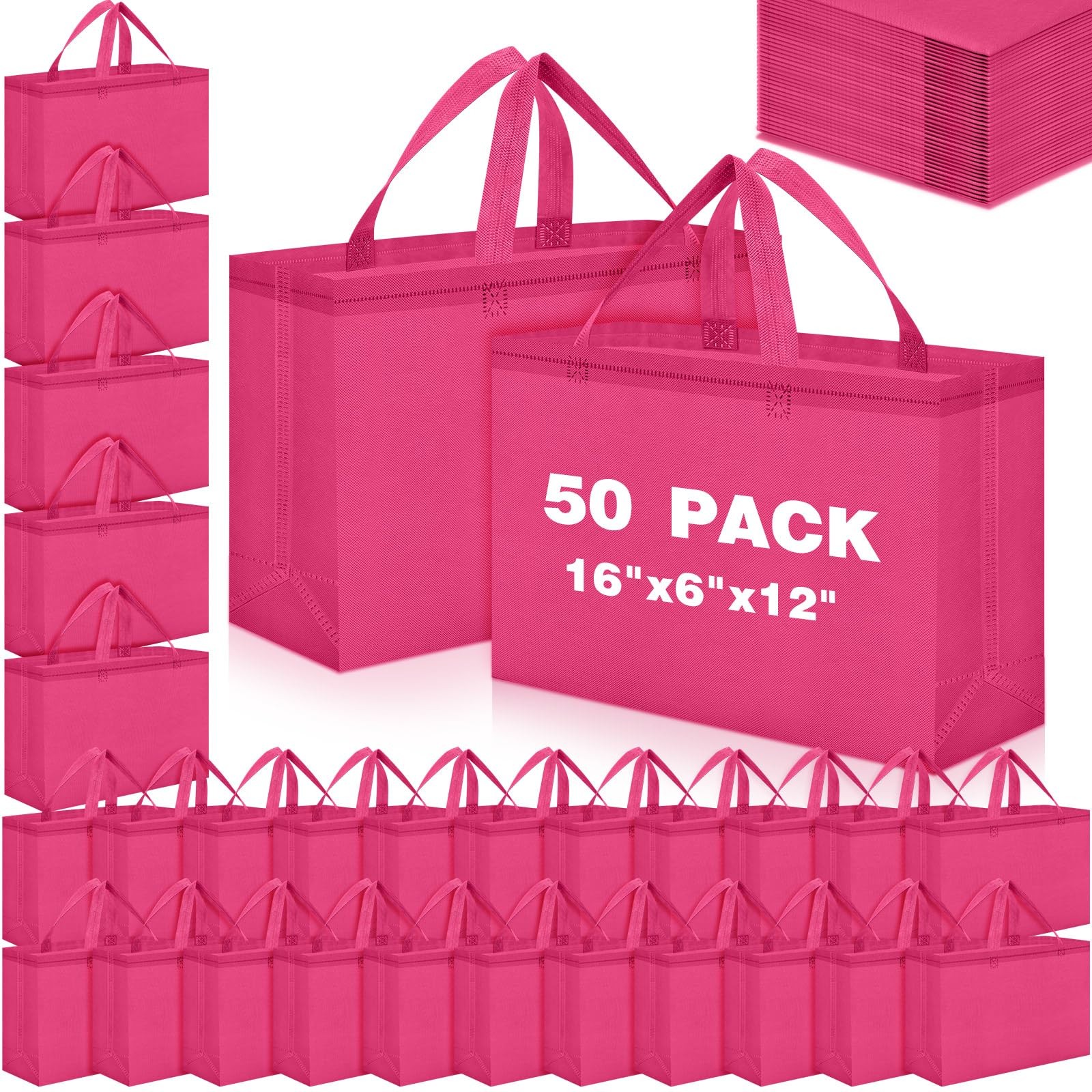 Reusable Grocery Bags Large Non Woven Shopping Foldable Portable 16x6x12 Inch