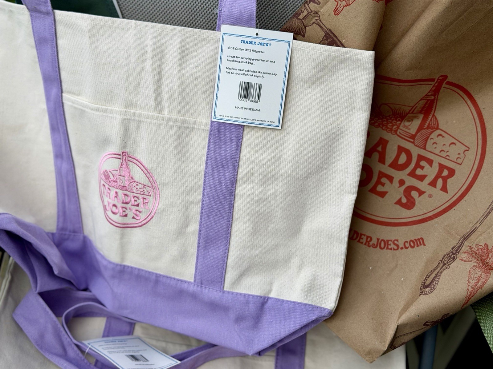 Trader Joe’s Tote Bag Lavender Purple LTD EDITION Large Reusable NEW WITH TAGS!
