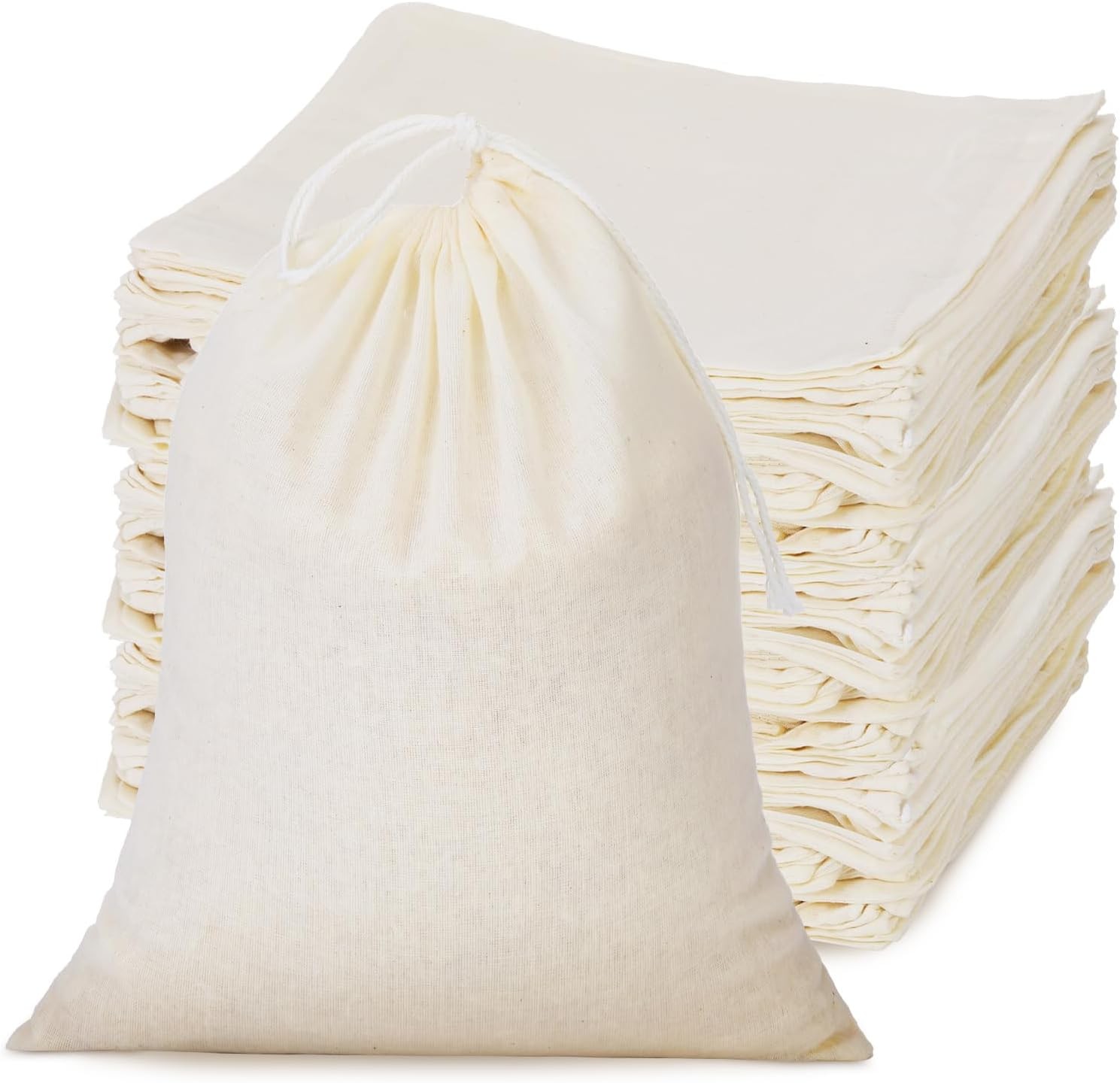 50 Pieces 4 x 6 Inches Muslin Cotton Drawstring Bags Canvas Linen Sachet Bag Reu