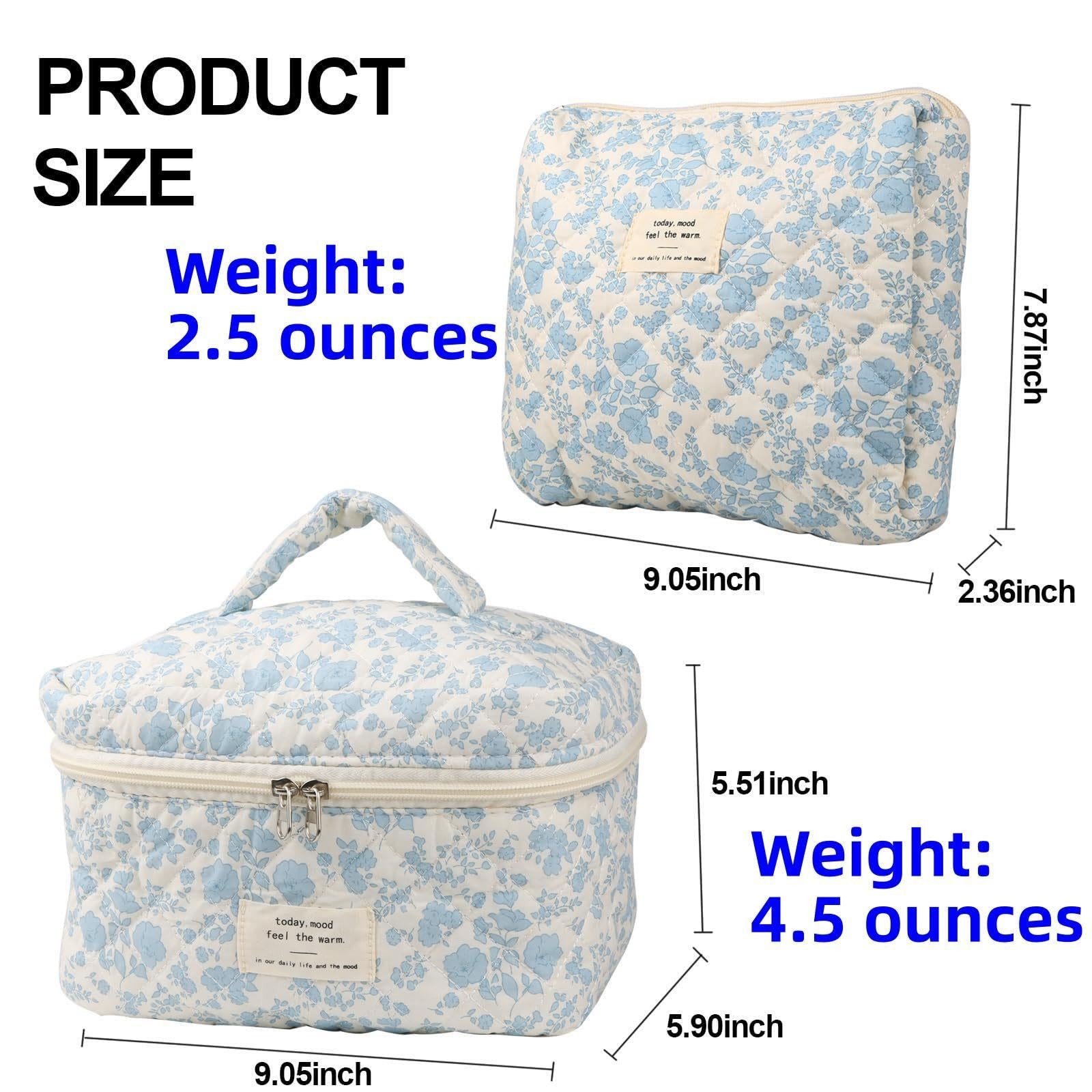 Fcteap Makeup Bag Travel Essentials Quilted Cosmetic Toiletry Large, Flower