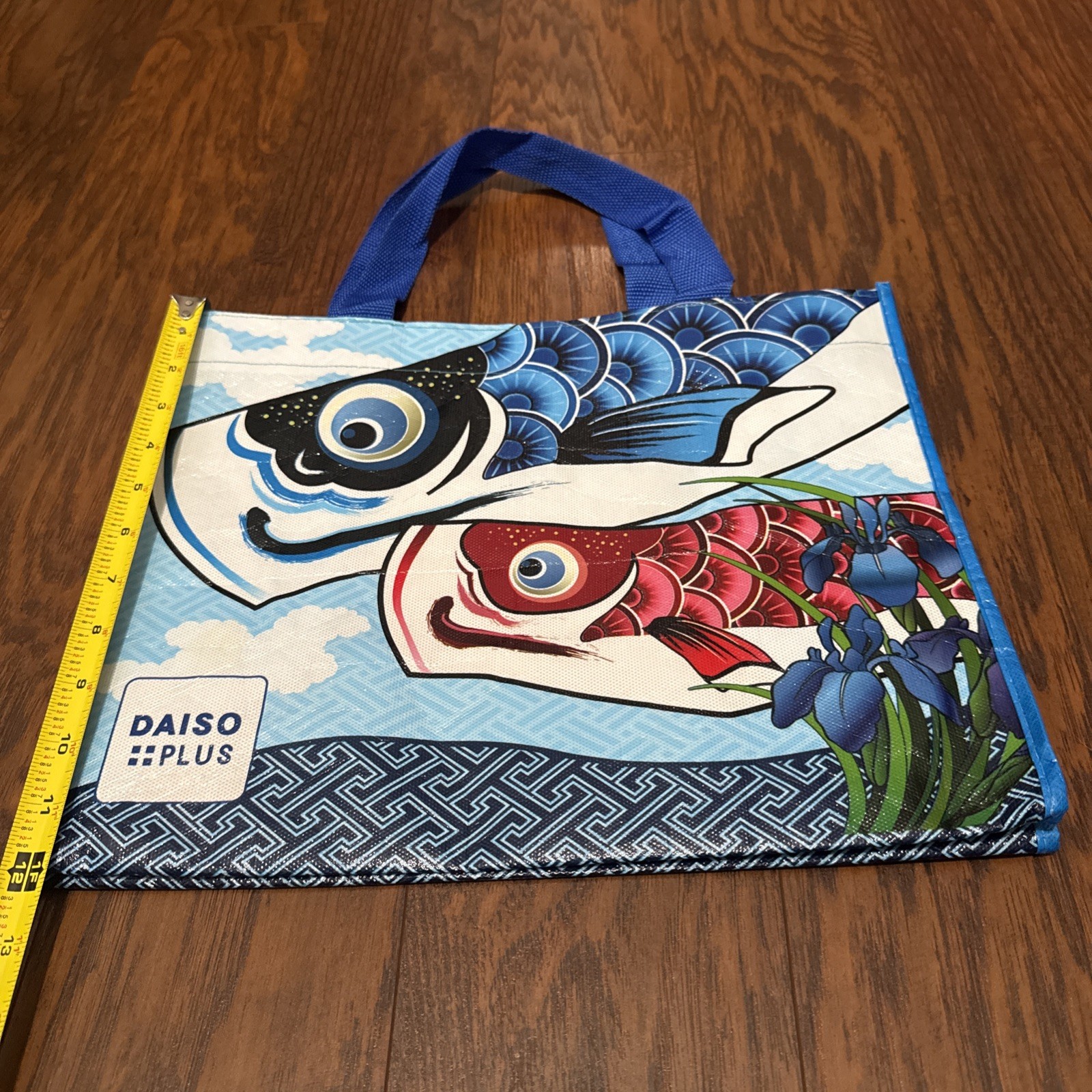 Koi Fish Orchid’s Reusable Grocery Shopping Tote Bag Medium 15x12x8″ Daiso Japan