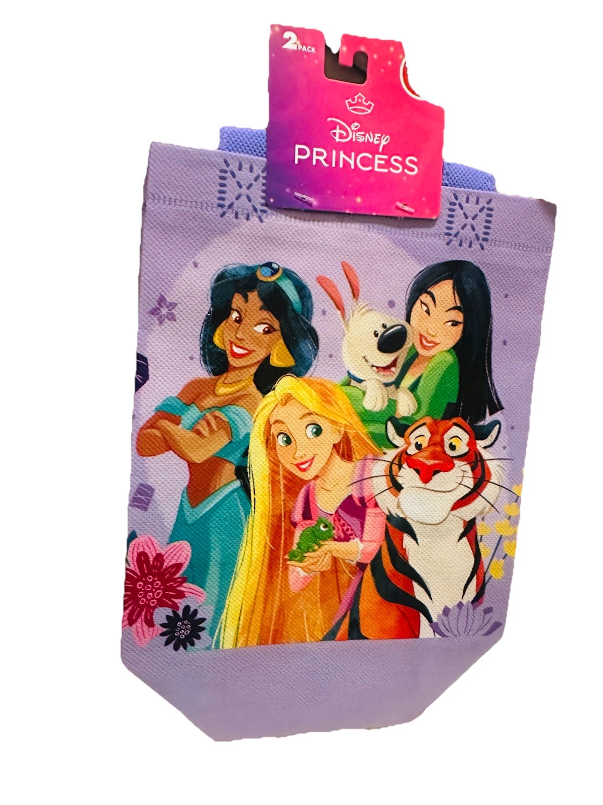 1 Pack Disney princess 7x8x3.5 Inch Bags Party W/Handles total 2 pcs