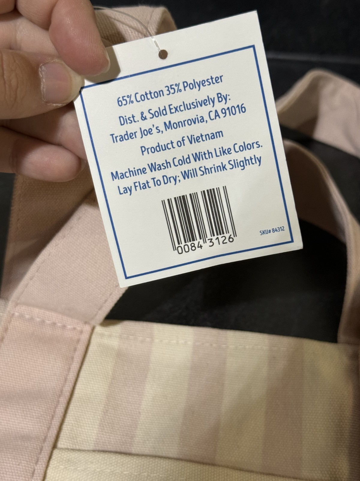 NWT 2026 Trader Joe’s Mini Canvas Tote Bag Striped Limited Edition Pink Color