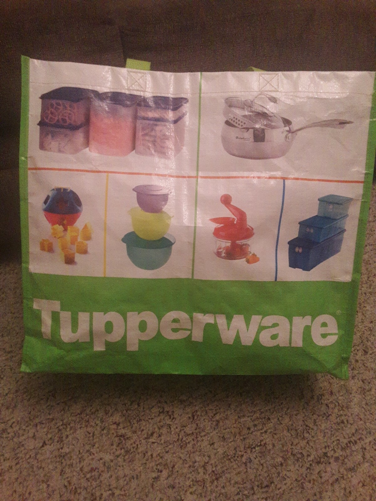 Tupperware Reusable Shopping Bag Eco Grocery Beach Consultant Tote 15″x17″