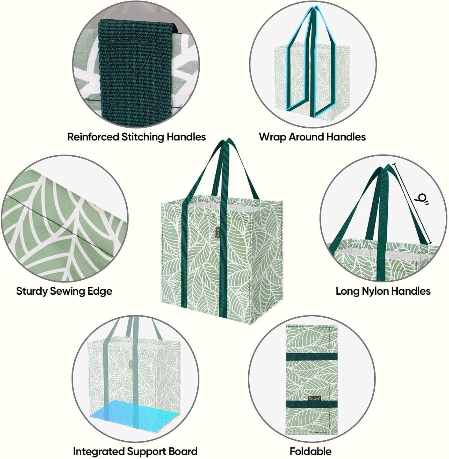 Antique Folidage 4 PK Reusable Shopping Bags – Spacious & Foldable Convenience