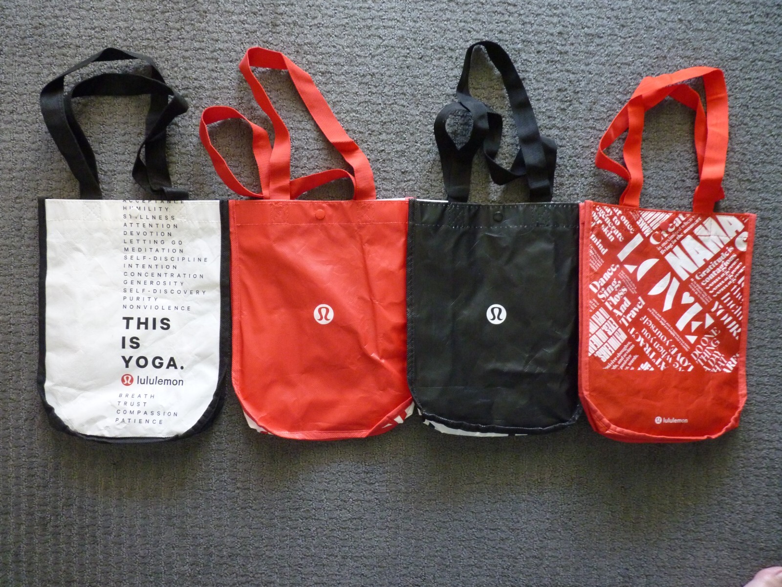 Lululemon Reusable Shopping Tote Bags (4) Small Totes Different Designs #1