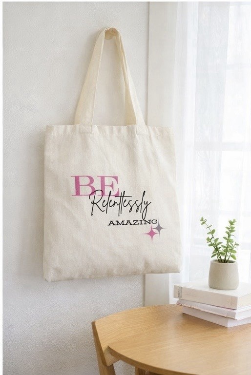 Beige Canvas Reusable Tote Bag Contemporary Solid Plain Design