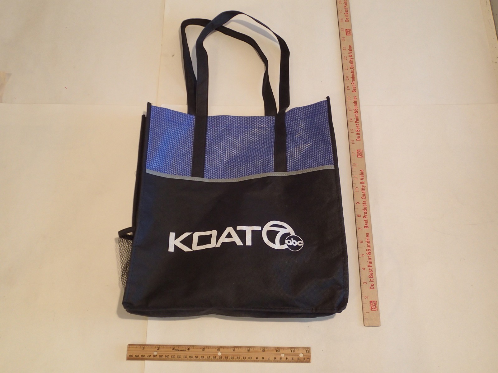KOAT 7 abc Logo TOTE BAG, NEW, Large Reusable Foldable Shopping Bag, Black/Blue
