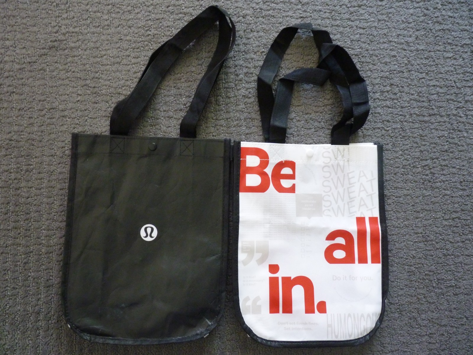 Lululemon Reusable Shopping Tote Bags (4) Small Totes Different Designs (H)