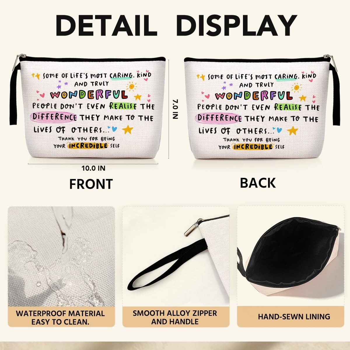 Appreciation Gifts Inspirational Makeup Bag Thank You Multicolor1000