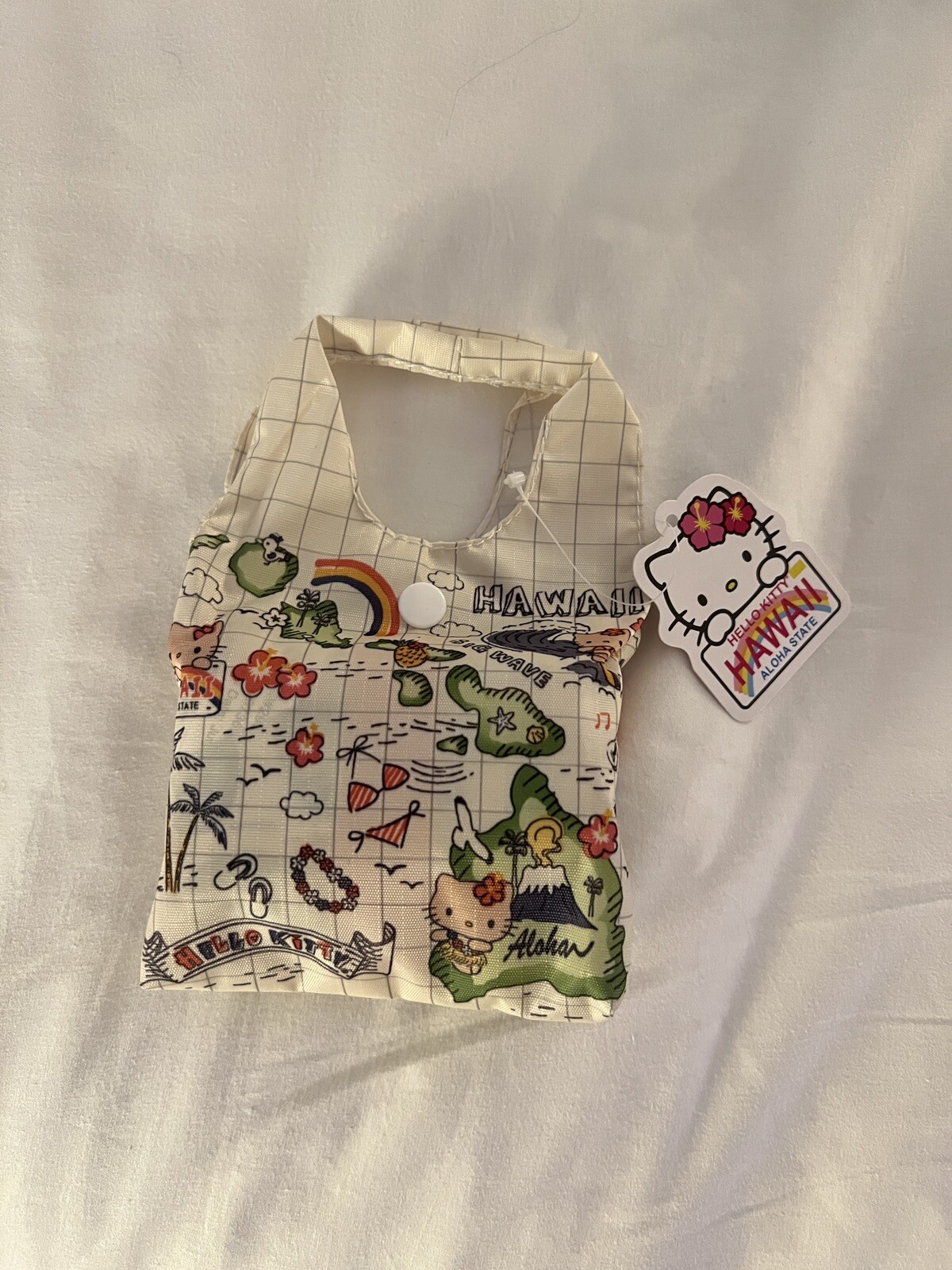 Hawaii Hello Kitty Reusable Compact ECO Shopper Tote Bag Islands Map-NEW