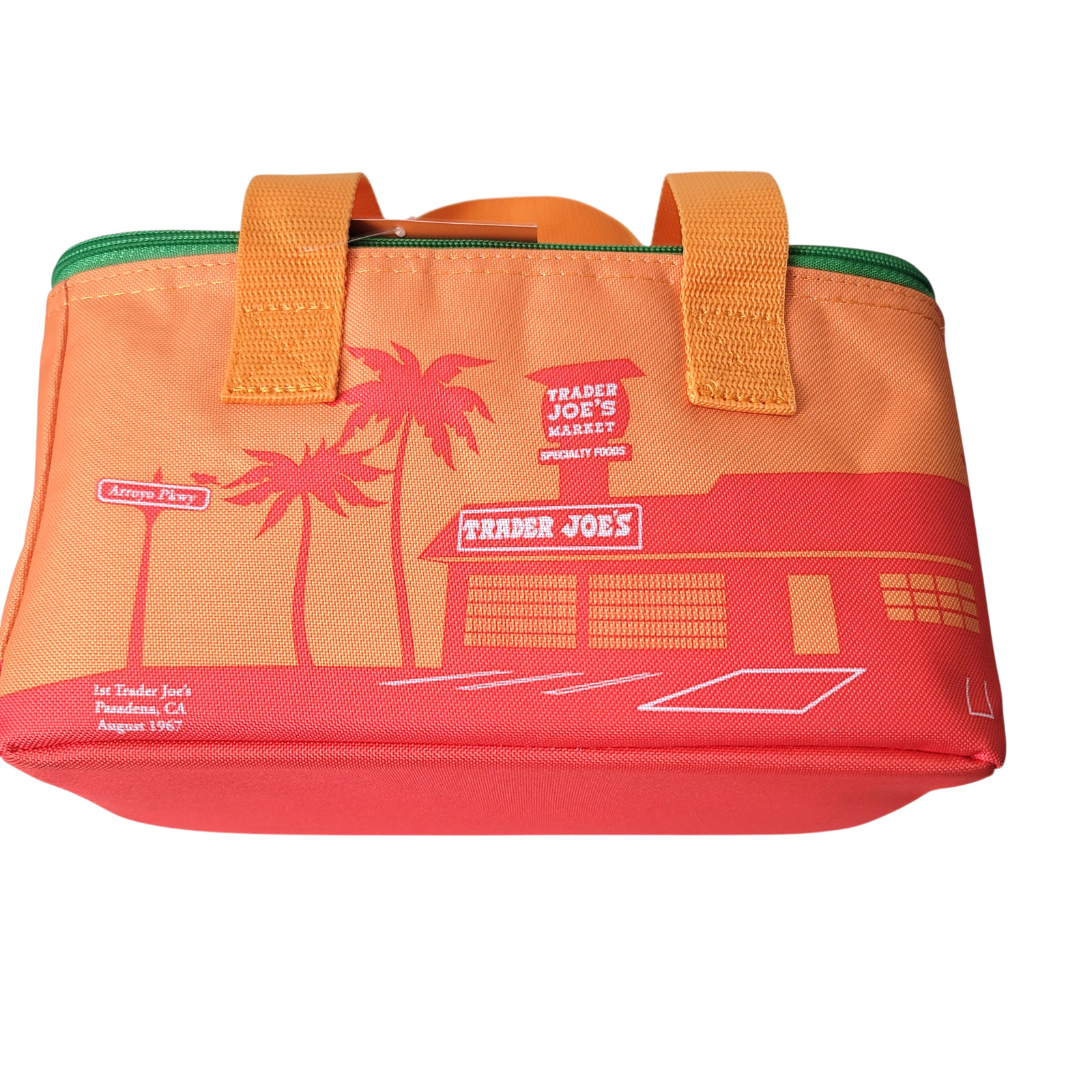 Trader Joe 2026 Mini Insulated Tote Summer Collection Sunny Orange Green Zipper