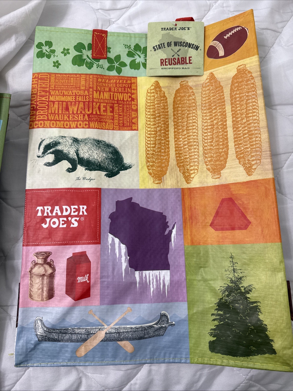 Trader Joe’s Wisconsin Reusable State/Region Tote Bag 6 Gallon