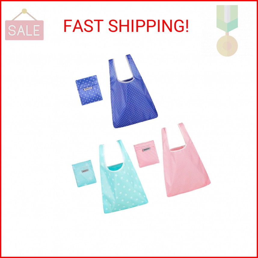 iofficego Everyday Reusable Grocery Bags, 3 Pack Lightweight Nylon Foldable Tote