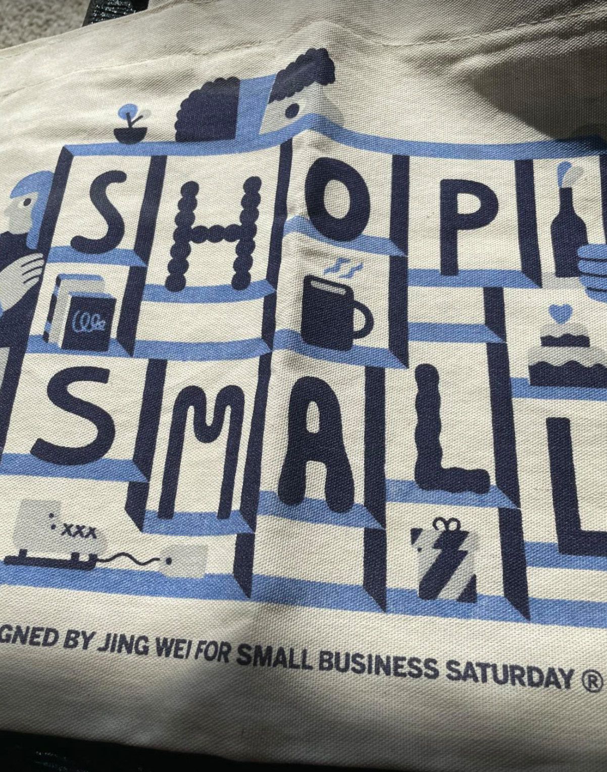 SHOP SMALL Canvas Tote Bag American Express 16.5” X 12.5” Jing Wei Designer