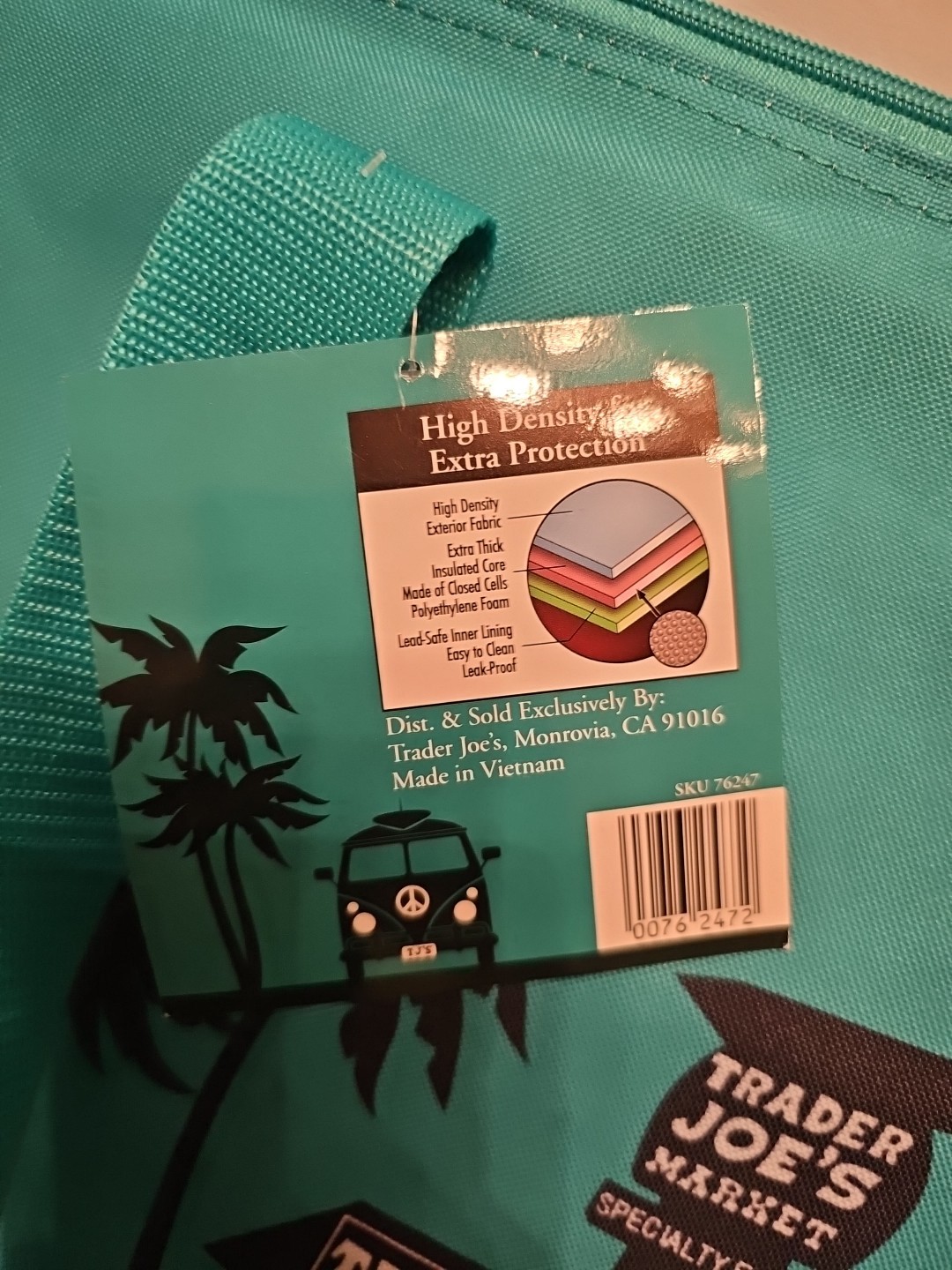 Trader Joe’s Emerald Green /teal NEW Insulated Cooler Large 8 Gallon Tote Bag