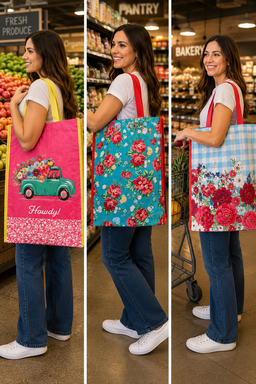 🌸 The Pioneer Woman Reusable Shopping Bags Set of 2 – CHOOSE YOUR DESIGN