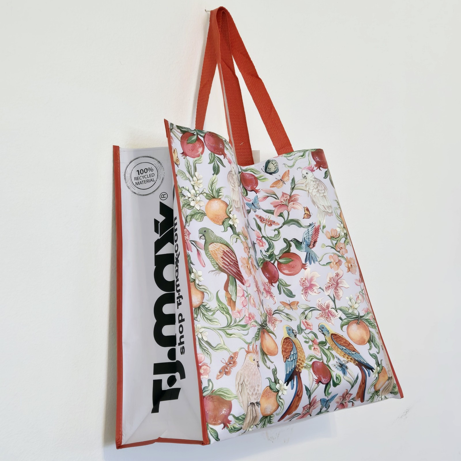 Shopping Bag Exotic Tropical Birds Fruit Flowers Reusable TJMaxx TJ Maxx New!