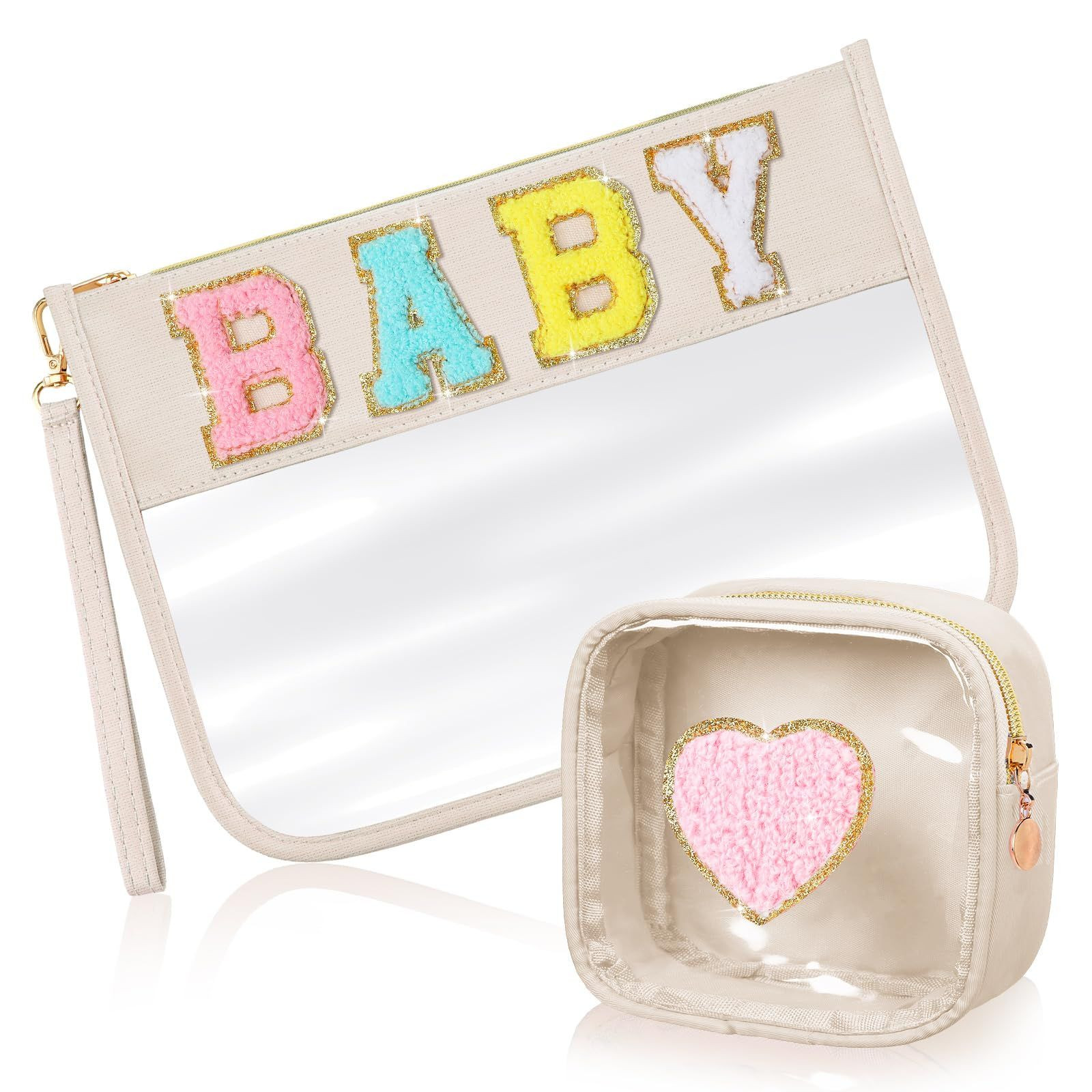 Hillban 2 Pcs Pool Bag Makeup Cosmetic Clear Sunscreen Toiletry White