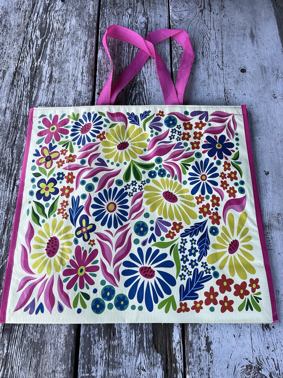 LARGE HomeGoods Shopping Tote Bag SPRING FLOWERS REUSABLE Eco Friendly
